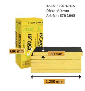 Panneau d'isolation de façades ISOVER Kontur  035 1250 mm x 600 mm x 60 mm : 7,25 € M²