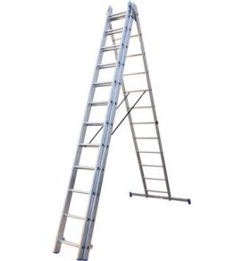 Échelle multifonctions WERNER échelle simple d'appui ou échelle coulissante aluminium 3 parties 3 x 12 barreaux hauteur de travail 8,15 m : 400 €