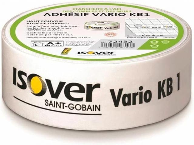 Ruban adhésif ISOVER Vario® KB1 unilatéral pour l'intérieur 50 m x 60 mm lot = 5 rouleaux : 140 € 