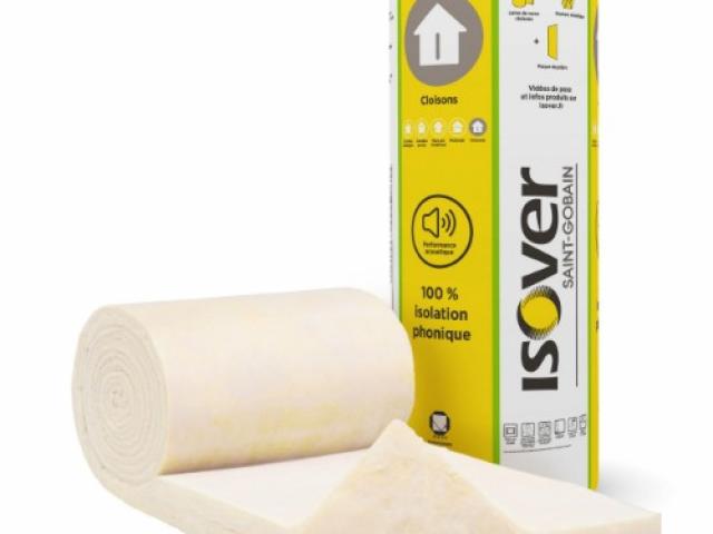 Lot de 2x2 rouleaux laine de verre cloison Duo ISOVER nu, Ep.45mm,  : 3,75 € M²